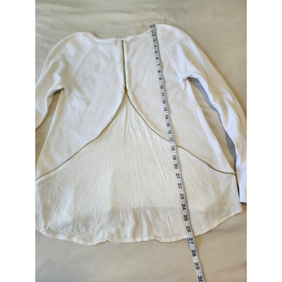 Sogi S/XS 100% Cotton White Sweater Twist Back Zip Detail Lightweight Knit - Picture 6 of 11